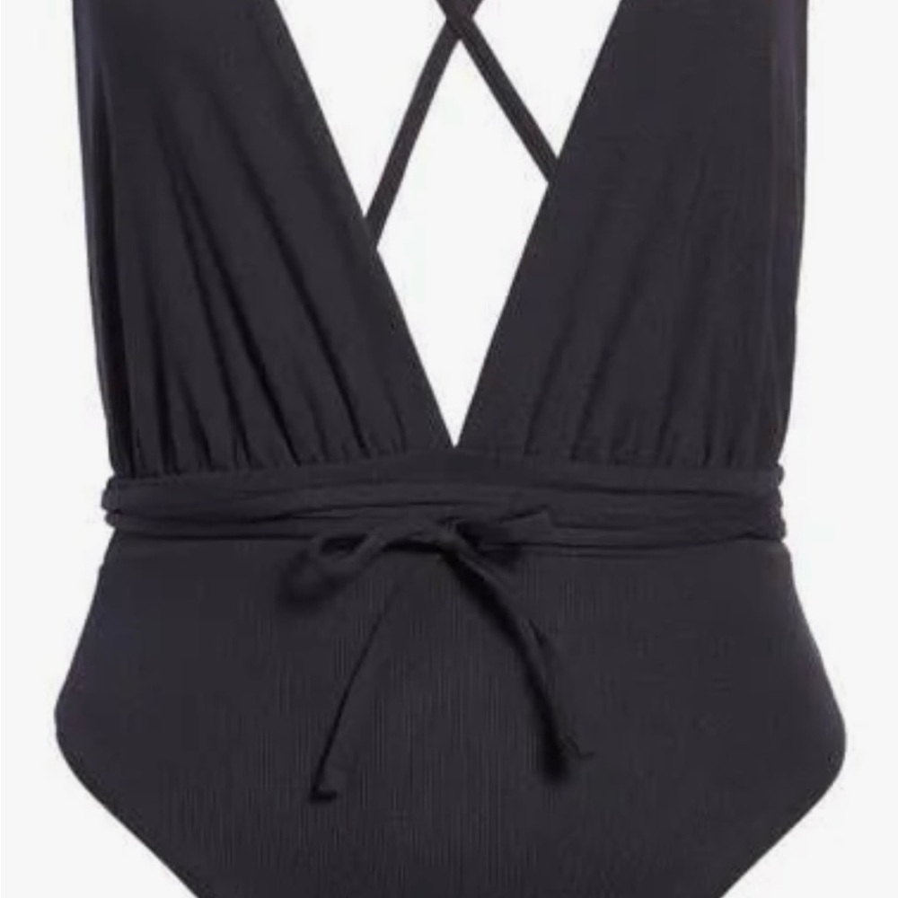 Maaji Black One Piece Plunge V-neck High Cut